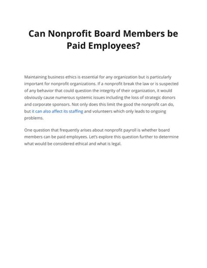 Can nonprofit board members be paid employees?