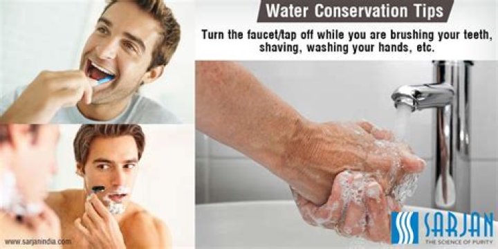 How can I save water while brushing my teeth?