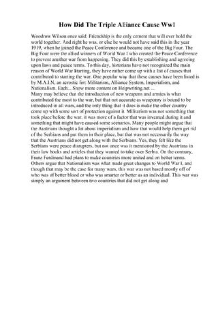 How did the Triple Alliance cause ww1?