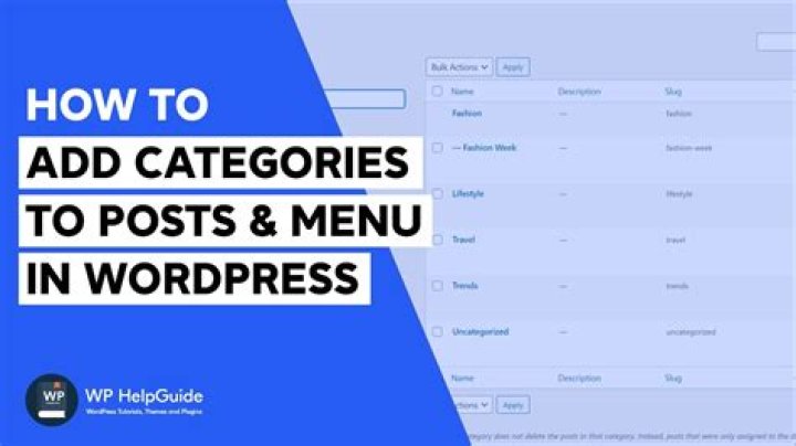 How do I add categories to WordPress menu items?