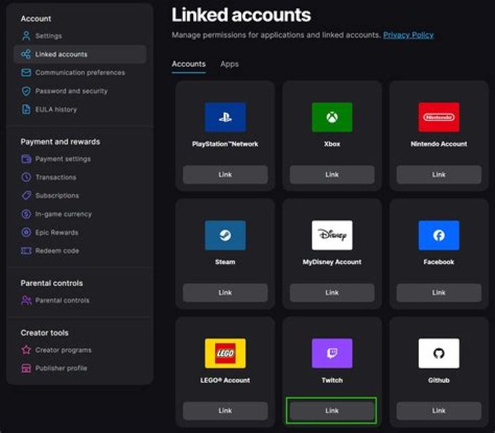 How do I change my linked account on twitch?