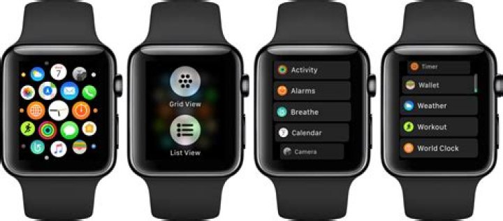 How do I change my list view to grid view on Apple Watch?