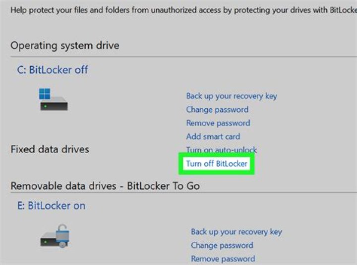 How do I disable BitLocker decryption in Windows 10?