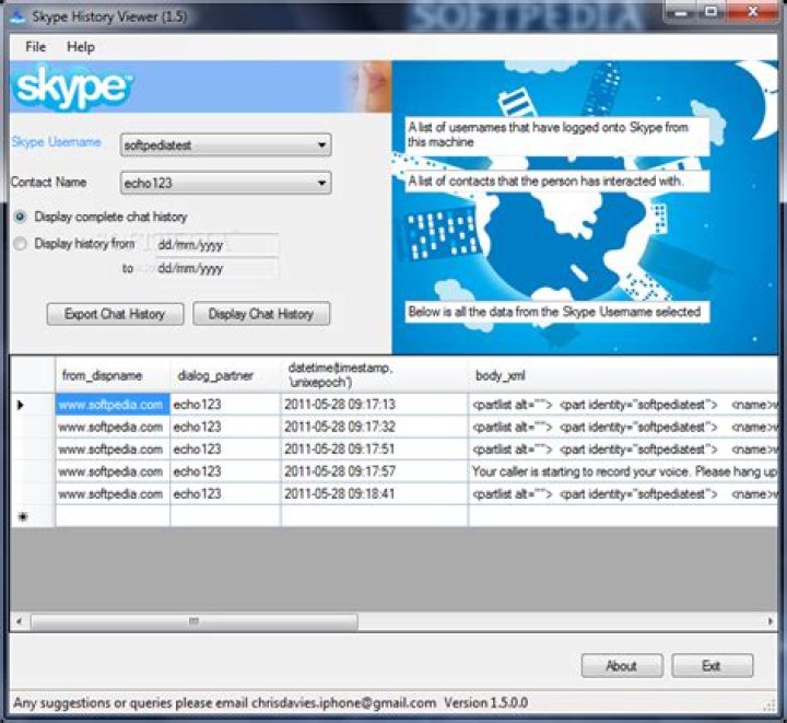 How do I download Skype history?
