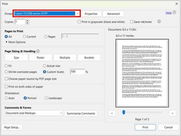 How do I get a PDF to print full size?
