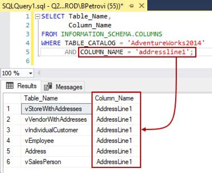How do I get all column names in SQL Server?