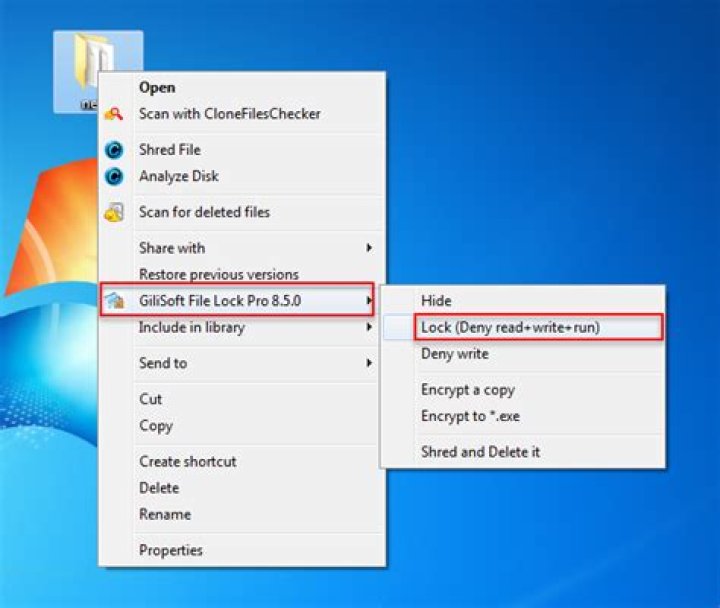 How do I lock a folder on my desktop?