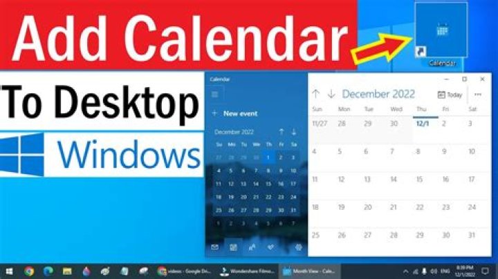 How do I show the calendar on my desktop Windows 7?