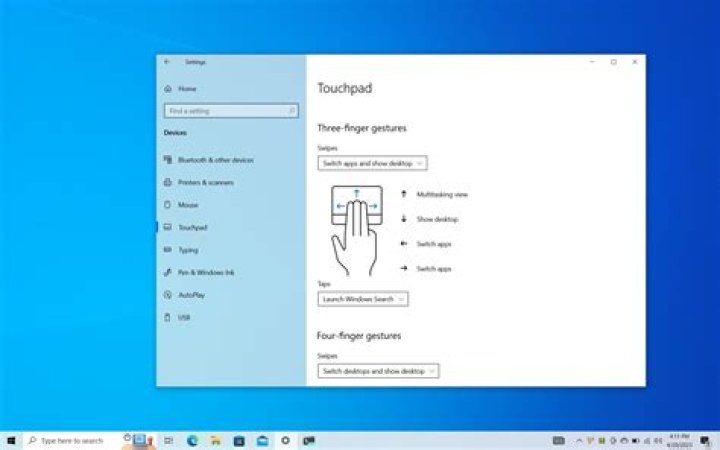 How do I turn on touchpad gestures in Windows 10?