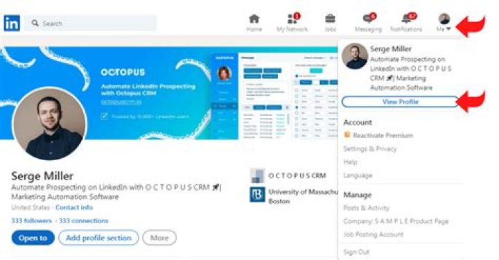 How do I view my public profile on LinkedIn?