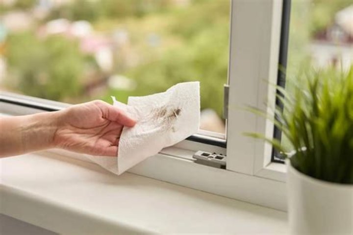 How do you clean window and door tracks?