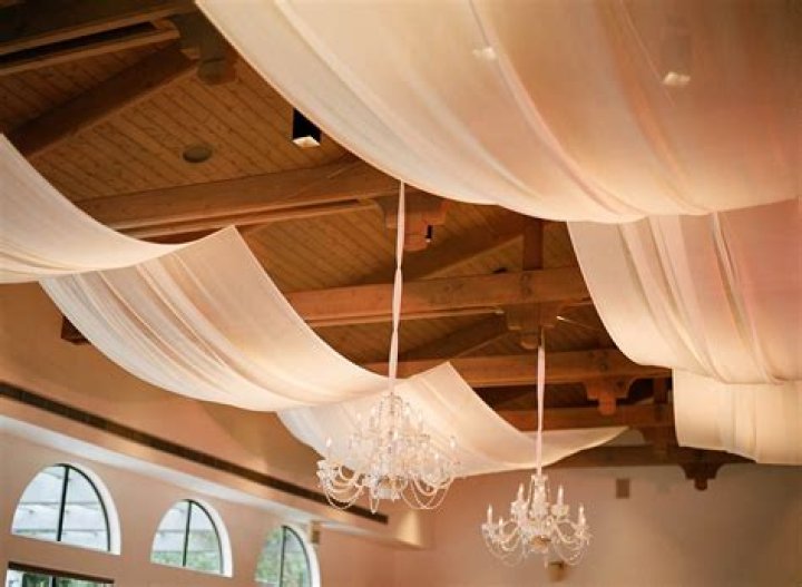 How do you cover a basement ceiling with fabric?