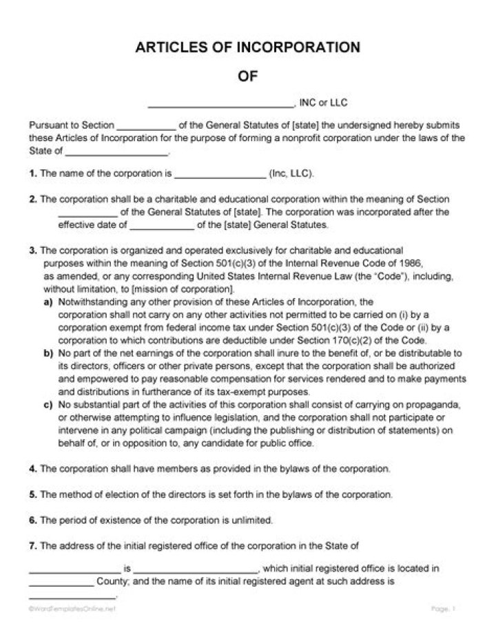 How do you get articles of incorporation?