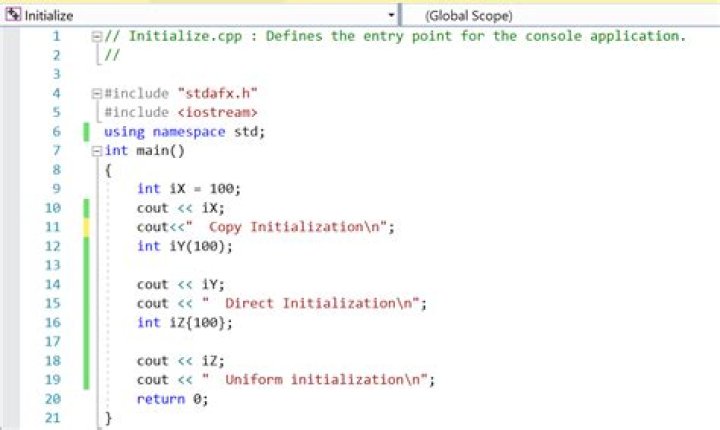 How do you initialize a variable?