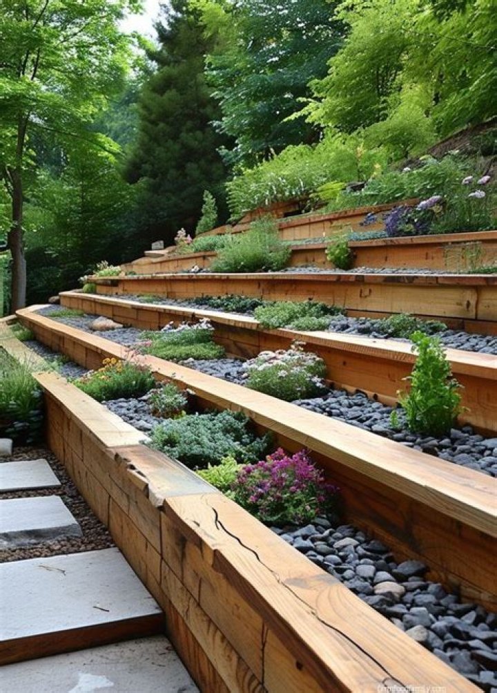 How do you landscape a sloped backyard?