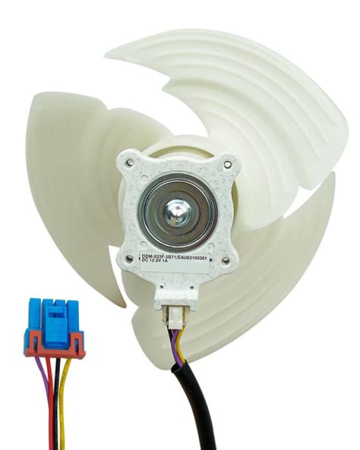 How do you replace a condenser fan on an LG refrigerator?