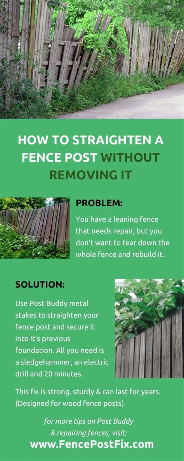 How do you straighten a wooden fence?