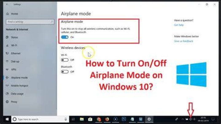 How do you turn off airplane mode in Windows 10?