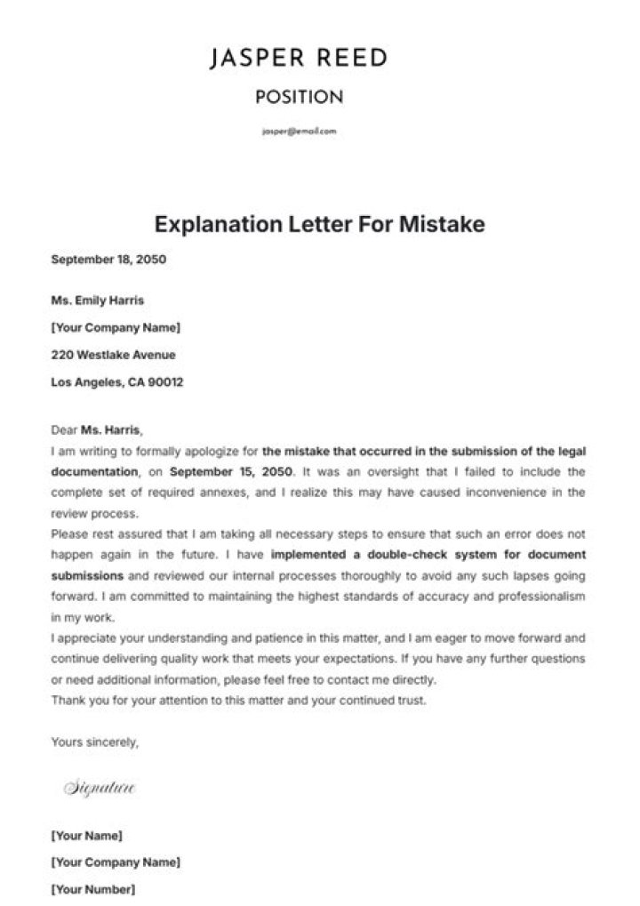 How do you write a late explanation letter?