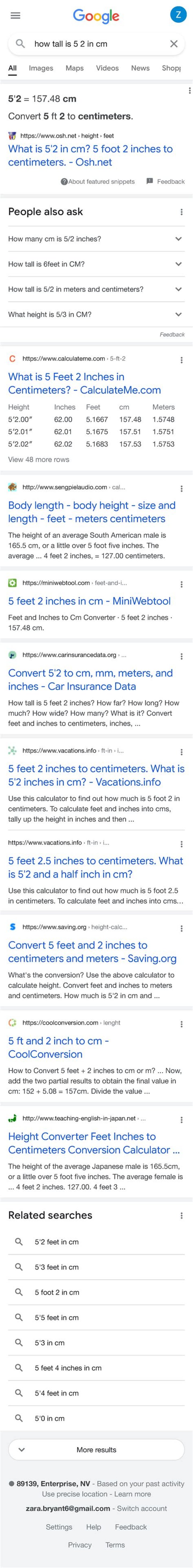 How many cm is 69?