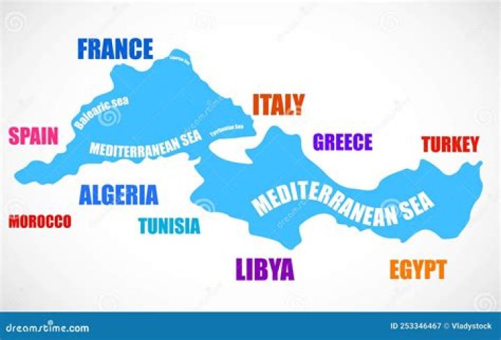 How many countries share border with Mediterranean Sea?