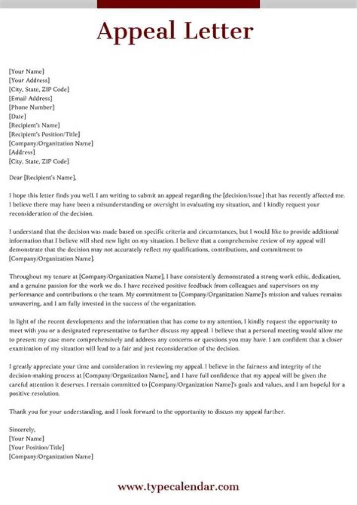 How many pages should an appeal letter be?
