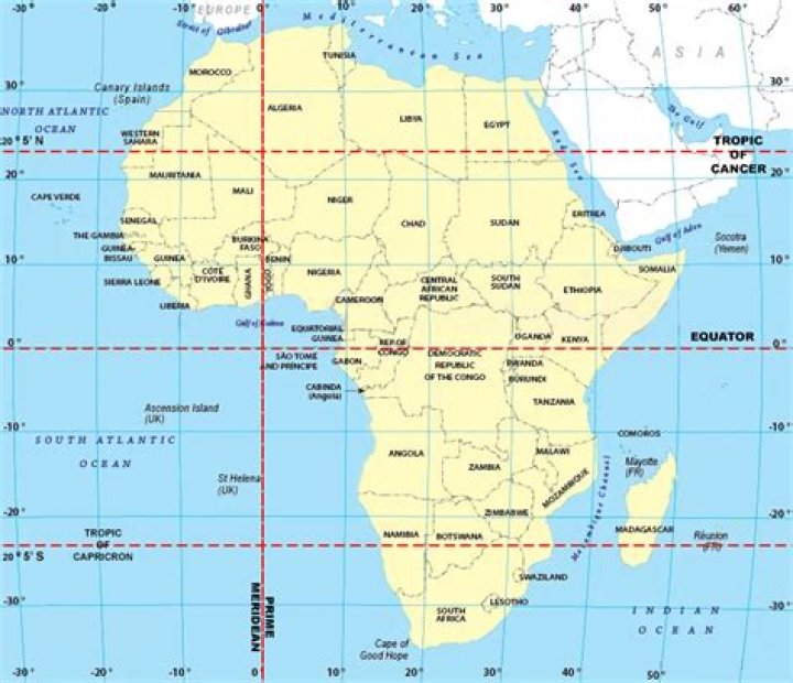 In which three continents does the equator pass through?