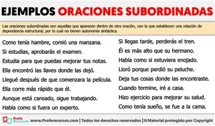¿Qué son las oraciones subordinadas y ejemplos?