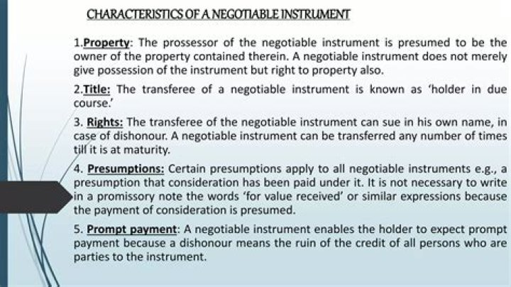 What are negotiable instruments explain the characteristics of negotiable instruments?