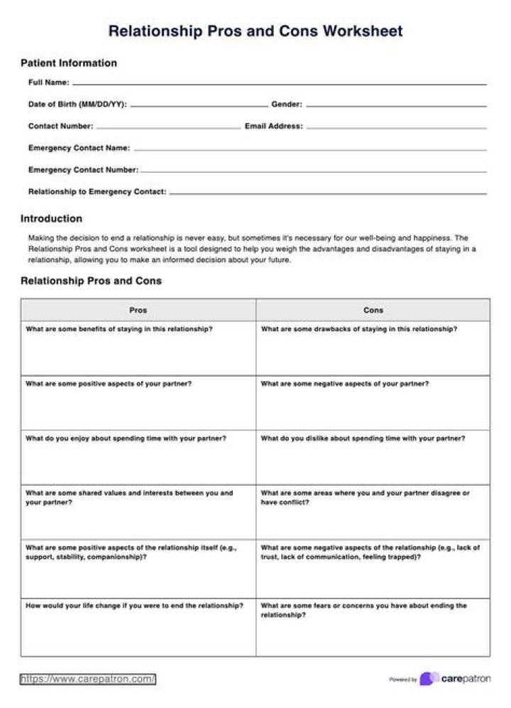 What are pros and cons in a relationship?