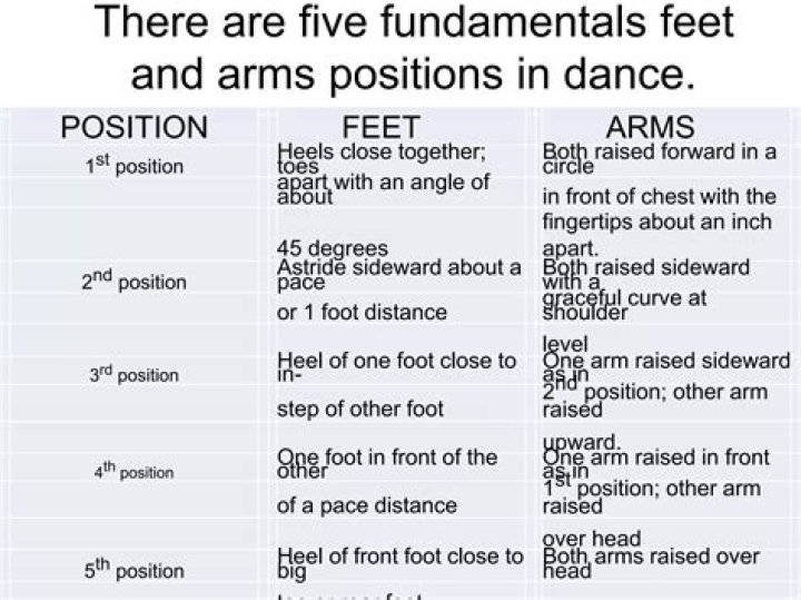 What are the 5 fundamental position of arms and feet?