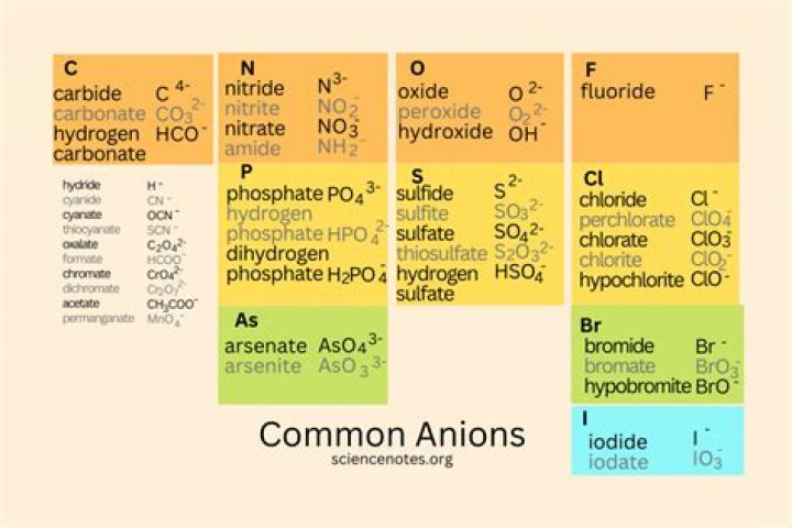 What are the anions?