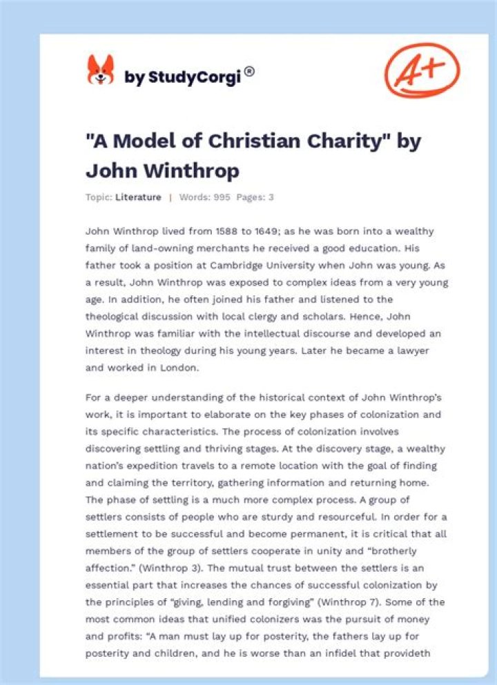 What are the main points of a model of Christian charity?