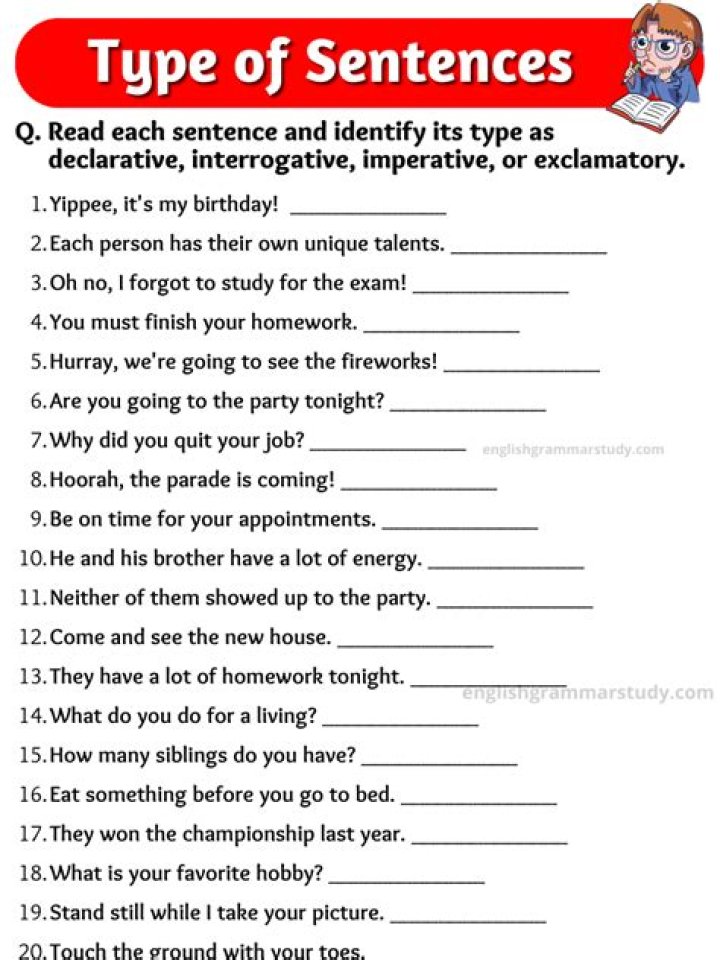 What are the types kinds of sentences?