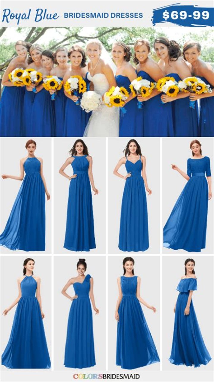 What color flowers go with royal blue dresses?