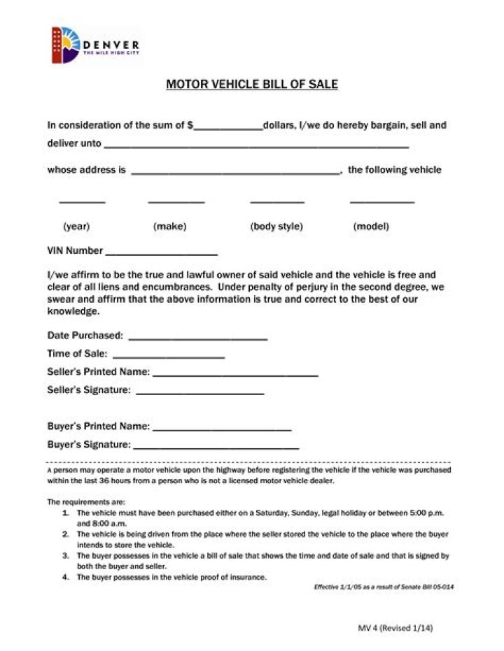 What does a vehicle bill of sale look like?