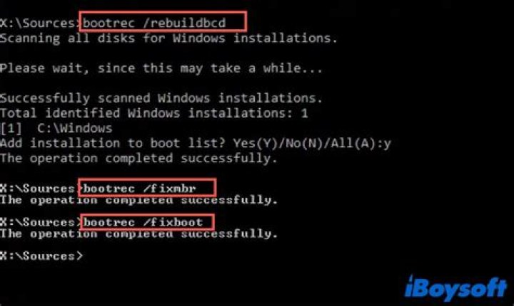 What does Bootrec Rebuildbcd do?