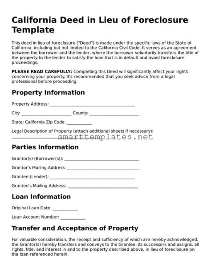 What is a deed in lieu of foreclosure in California?