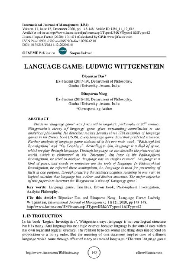 What is a language game Wittgenstein?