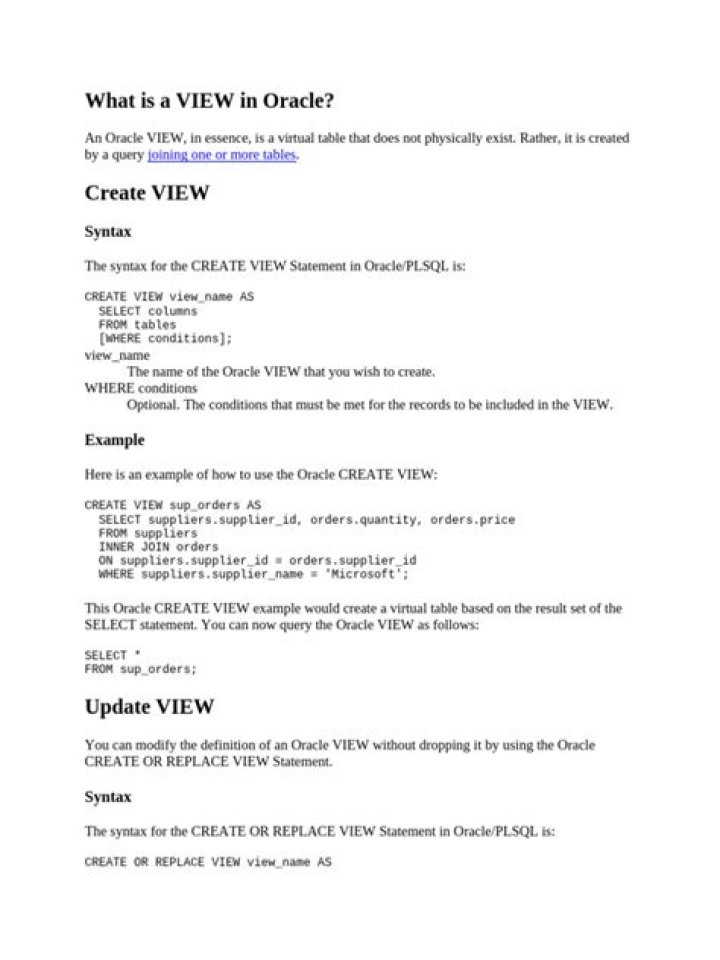 What is a view in Oracle?