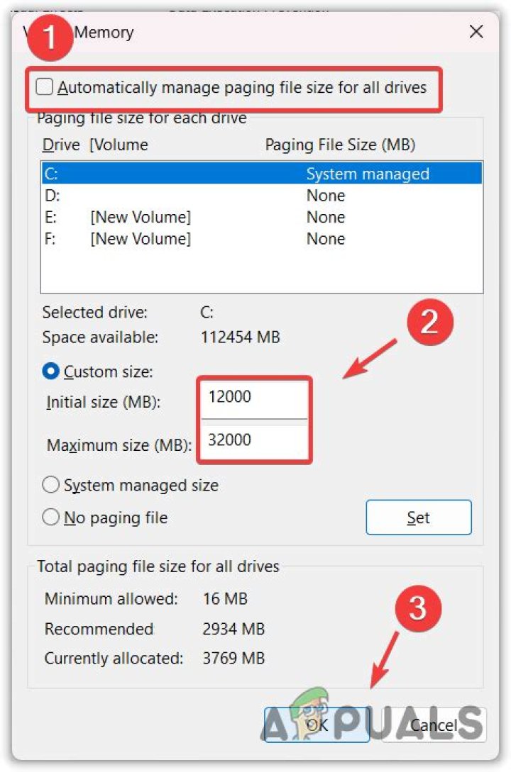 What is Automatically manage paging file size for all drives?