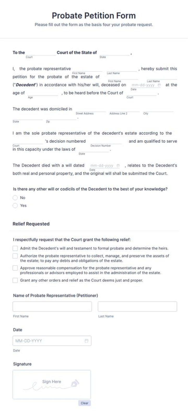 What is court fees for probate?