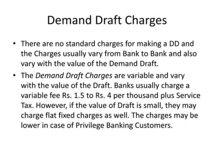 What is demand draft charges in Icici Bank?