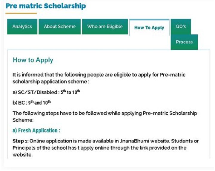 What is meant by pre matric scholarship?