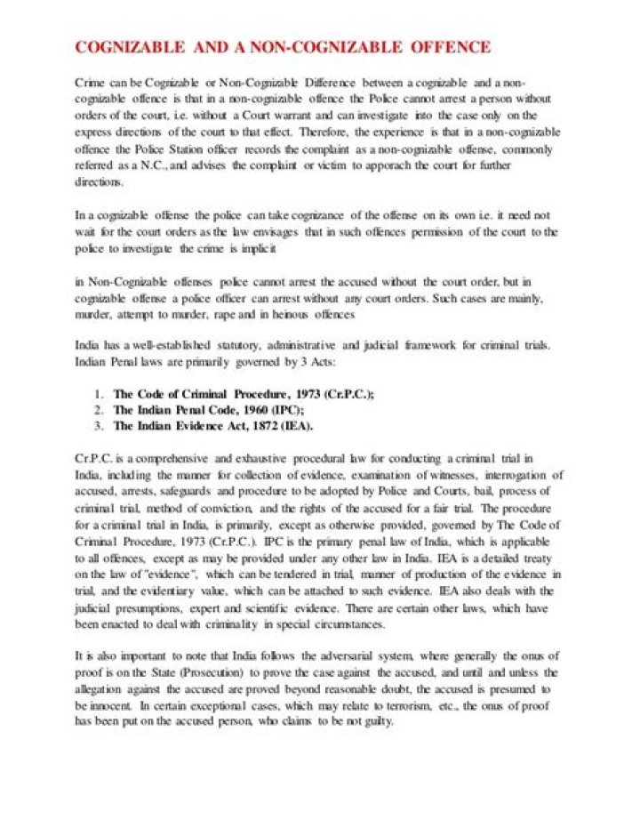 What is non cognizable report?
