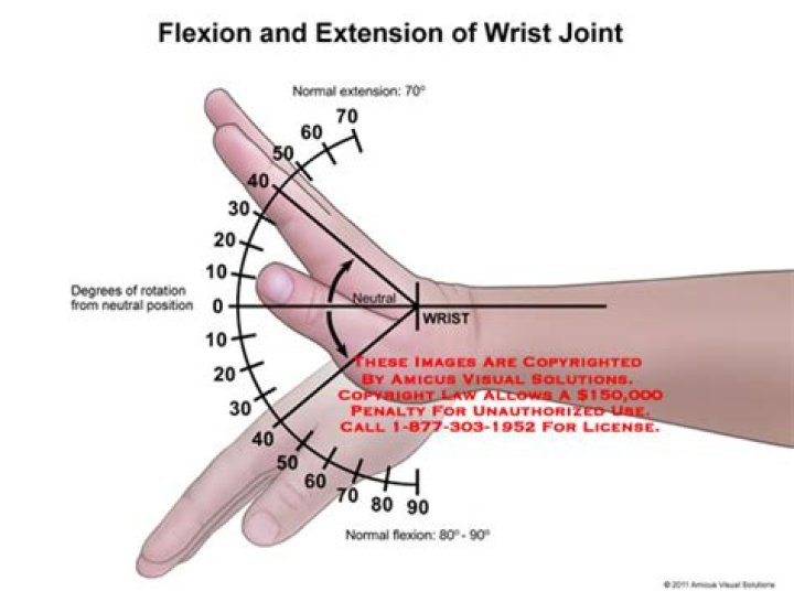 What is normal wrist flexion and extension?