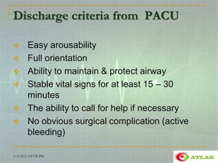 What is the criteria for discharge from the PACU?