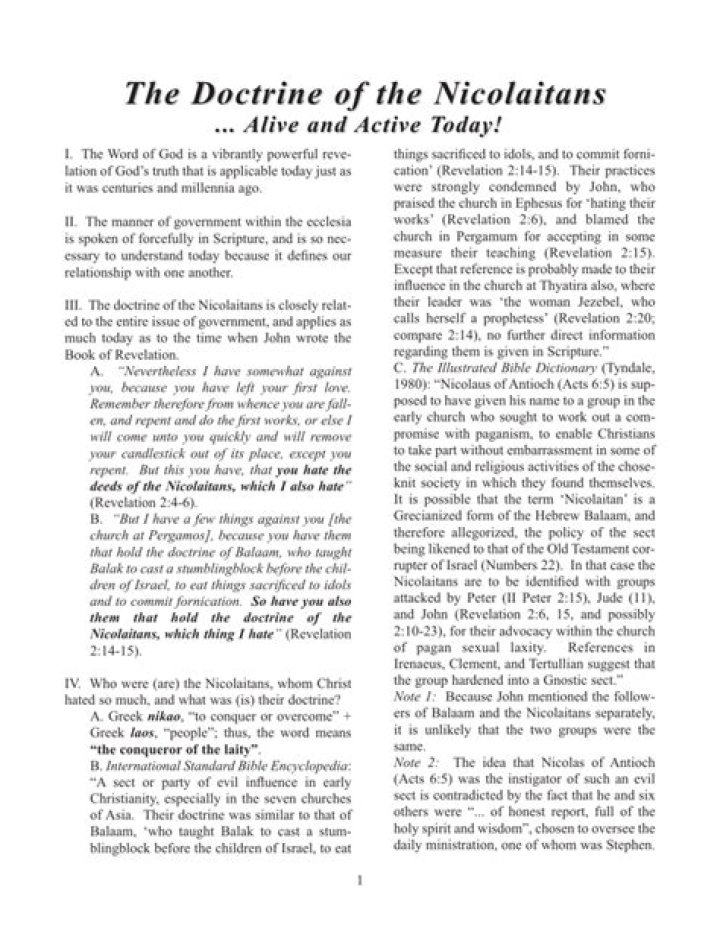 What is the doctrine of the nicolaitans?