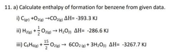 What is the enthalpy of benzene?