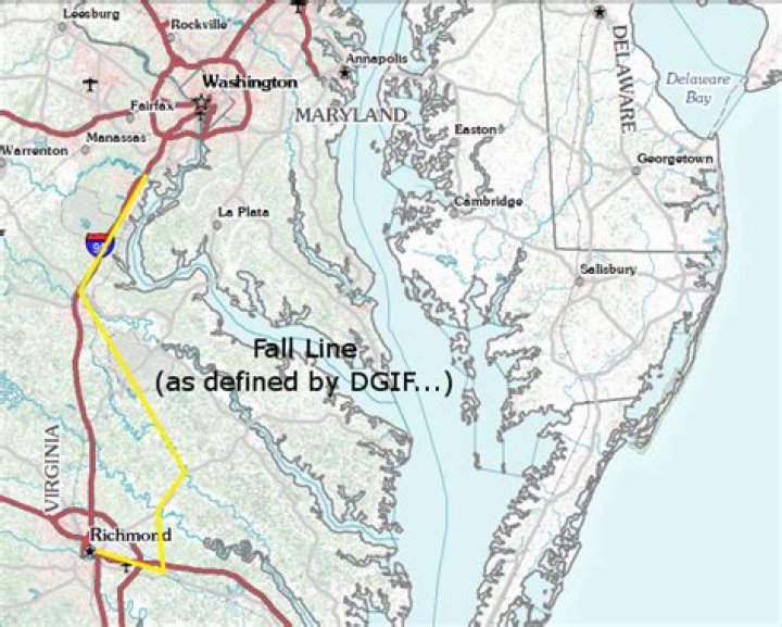 What is the fall line in Virginia?